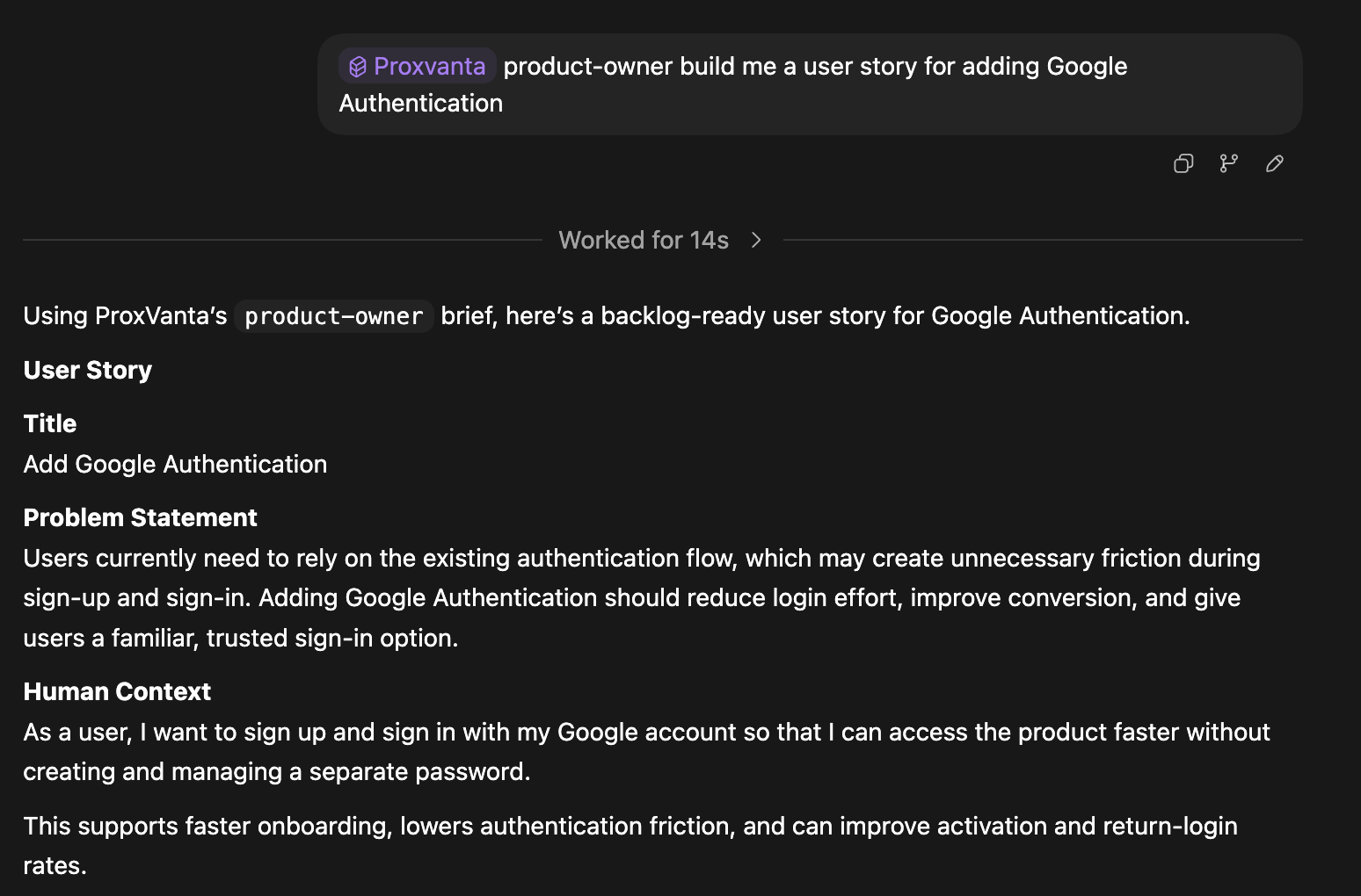 ProxVanta product-owner Agent Context running inside Codex
